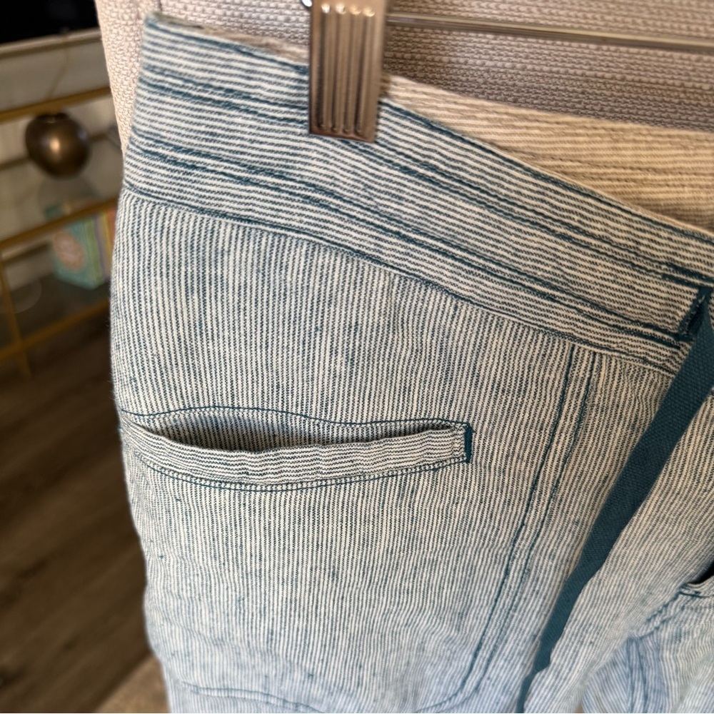 The North Face Turquoise Blue and White Striped Linen Cotton Pants, 6 - Picture 3 of 7